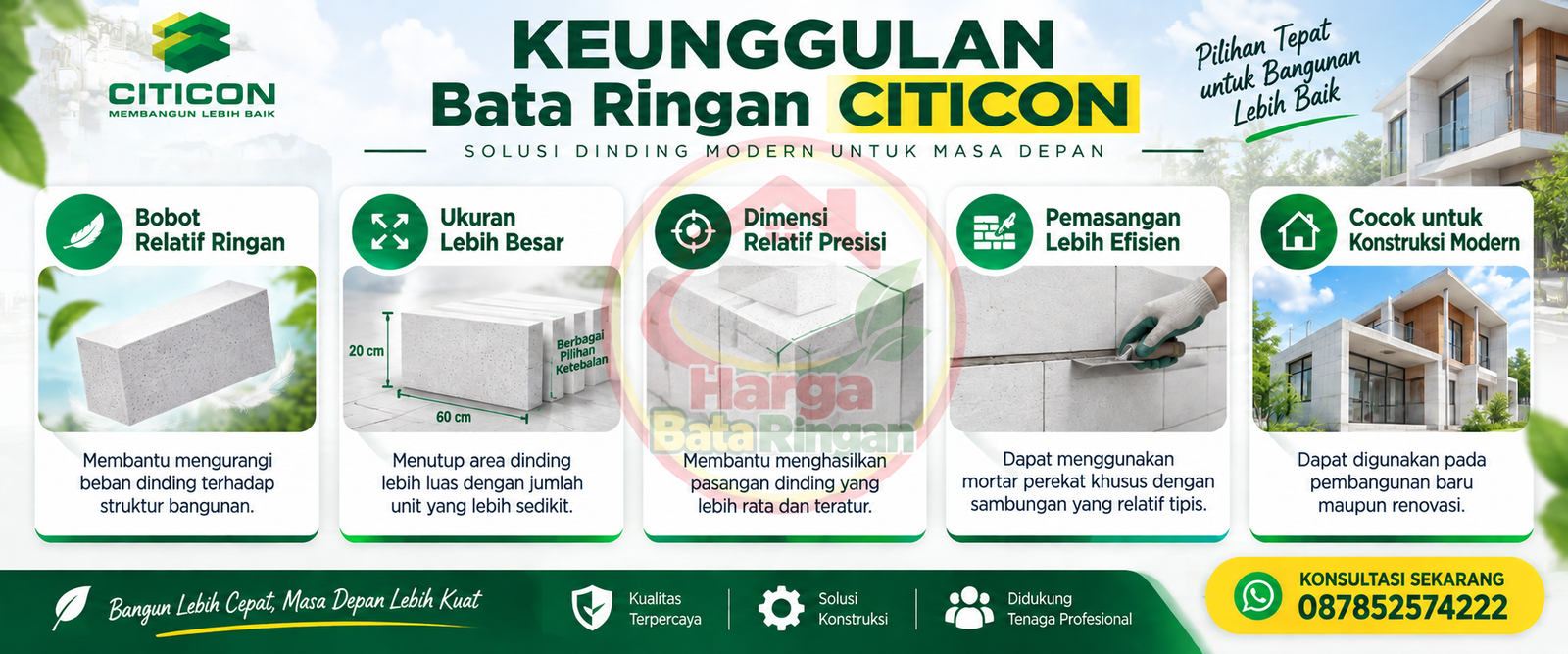 Keunggulan Bata Ringan Citicon untuk konstruksi modern