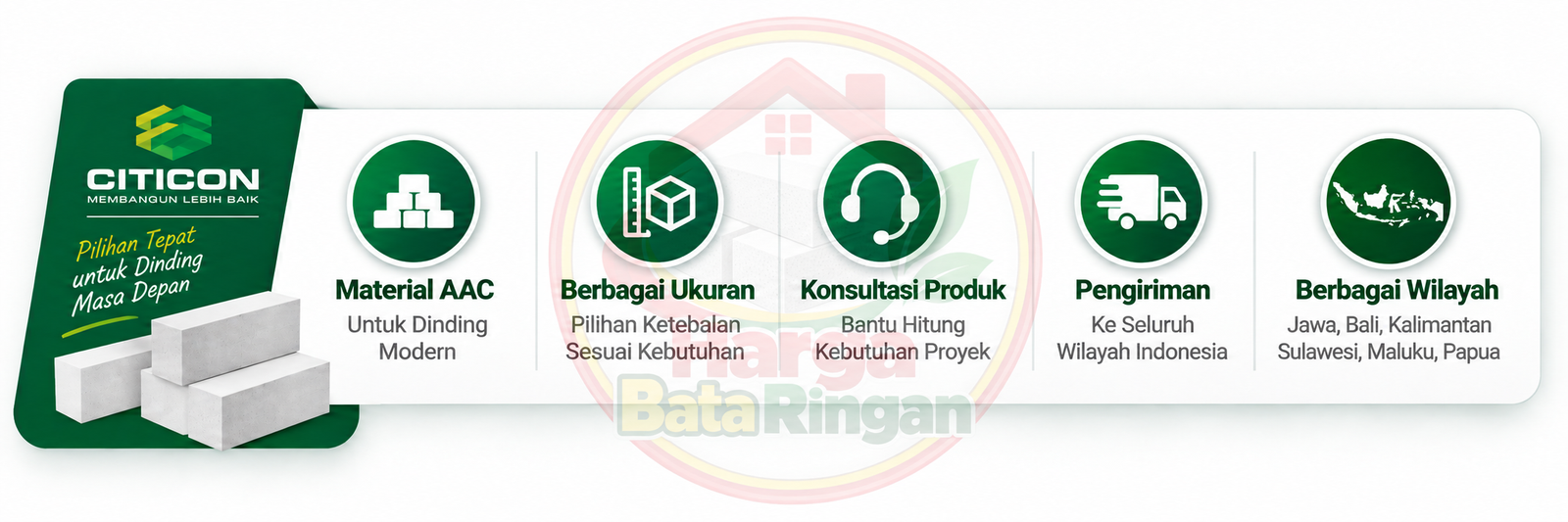 Bata Ringan Citicon material AAC berbagai ukuran dan pengiriman